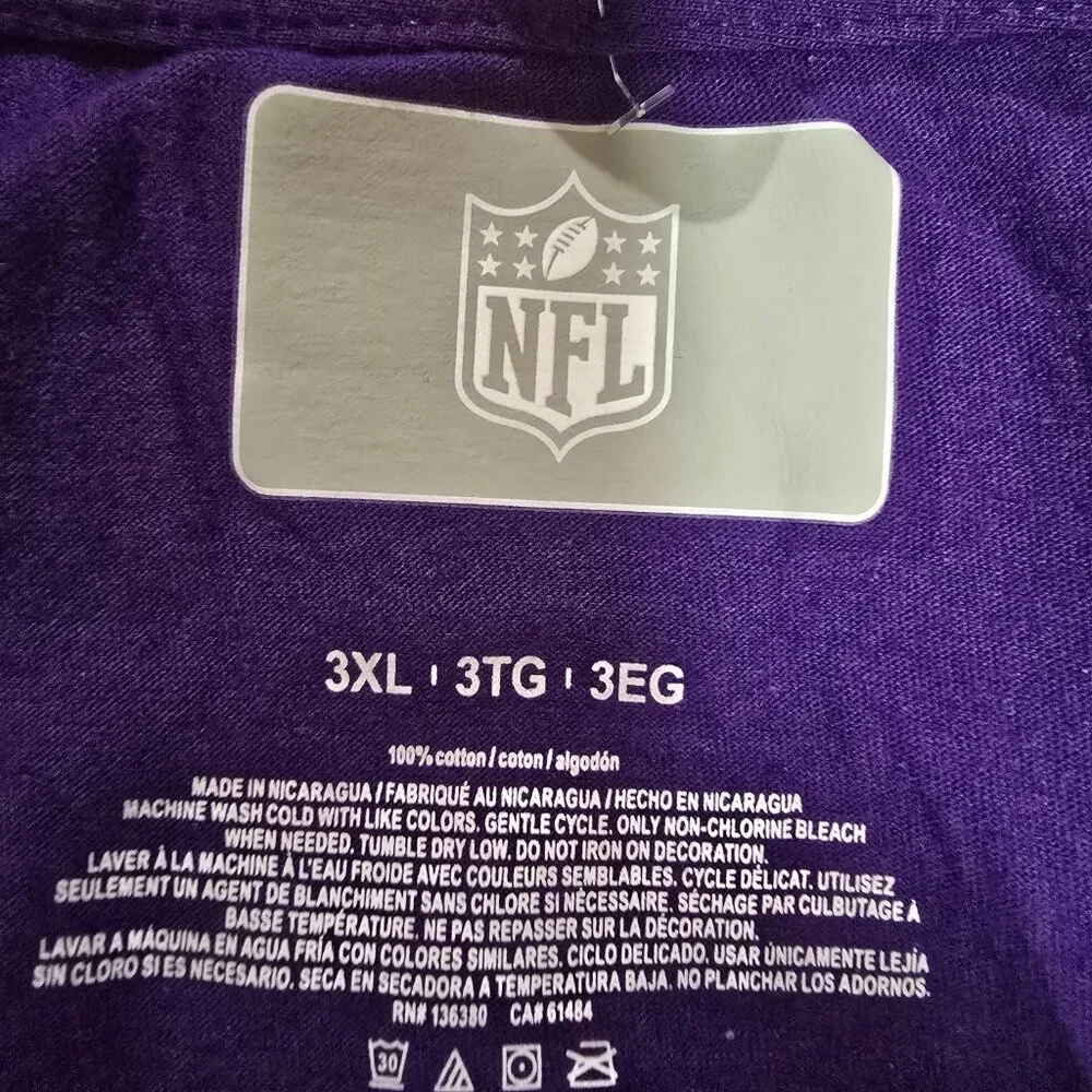 Baltimore Ravens‎ Men's NFL Team Apparel T-Shirt Purple 100% Cotton Sz 3XL NWT